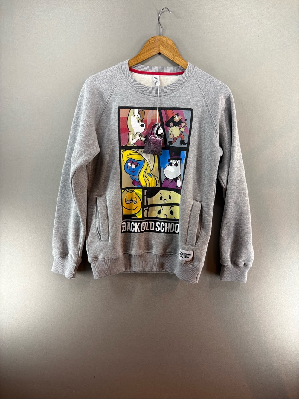 Diamante Wear Back 2 Oldschool Gang Anime Sweatshirt Pocket Thick M Gray Women